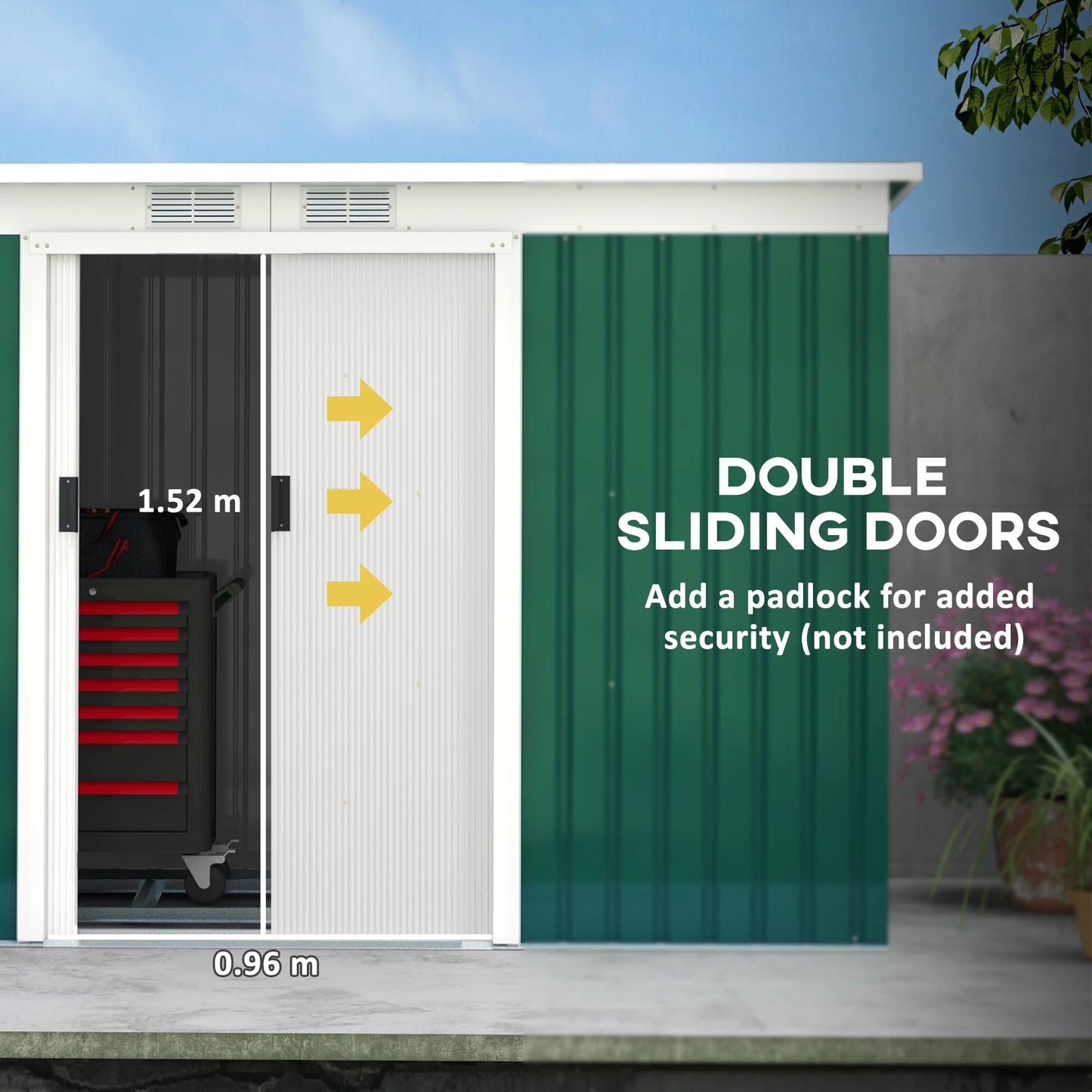 9' X 4' Metal Outdoor Storage Shed with Lockable Doors