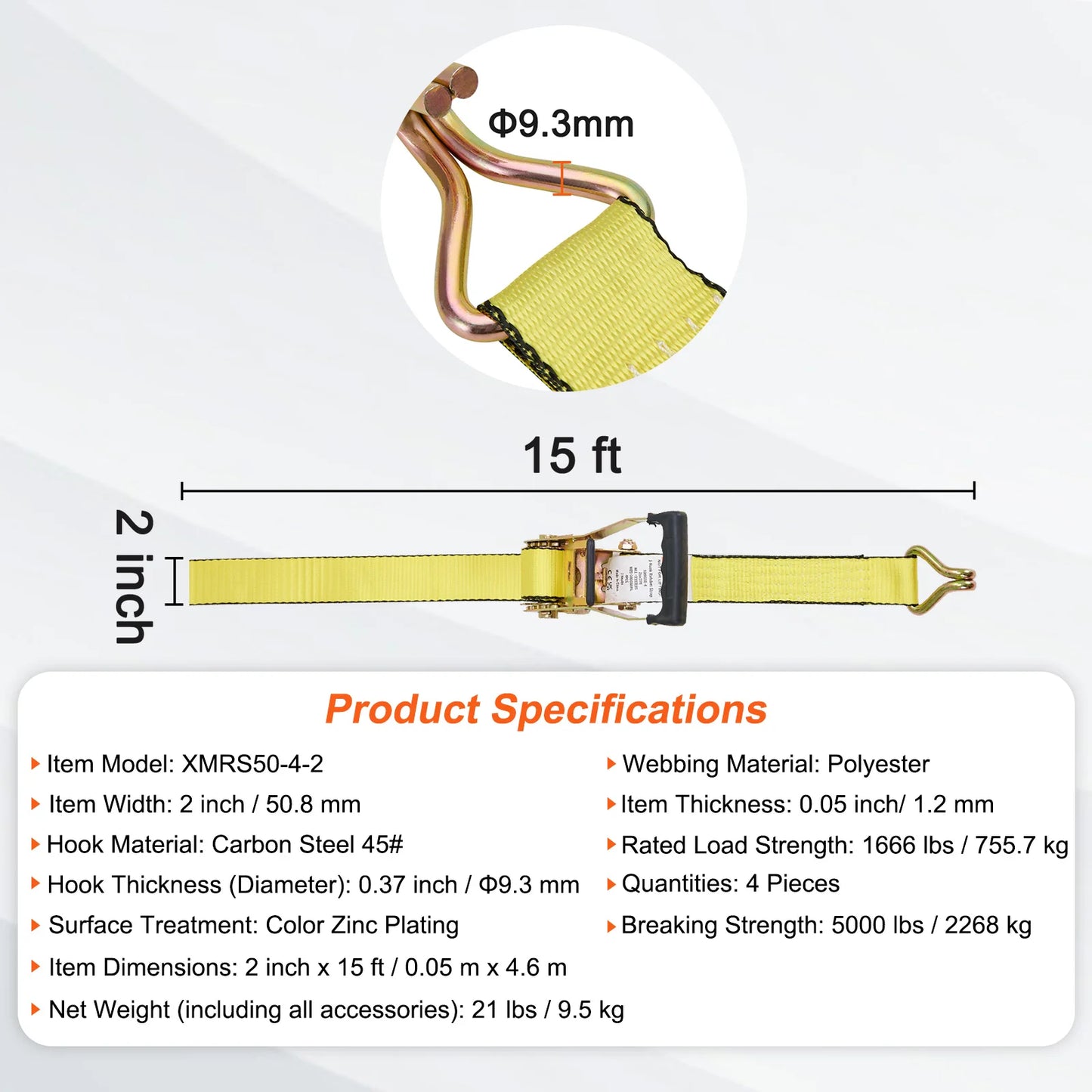 4pcs Ratchet Strap Tie Down