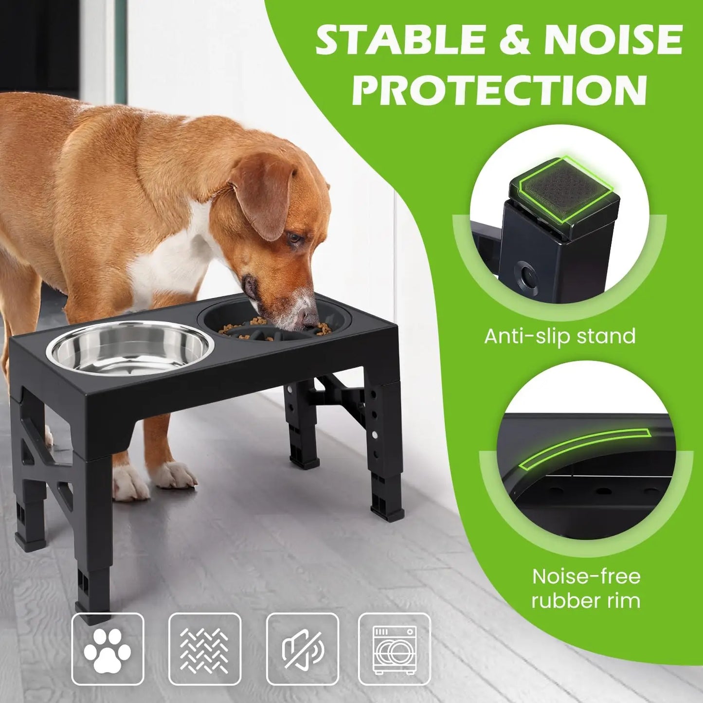 Elevated Dog Bowls - 5 Adjustable Heights