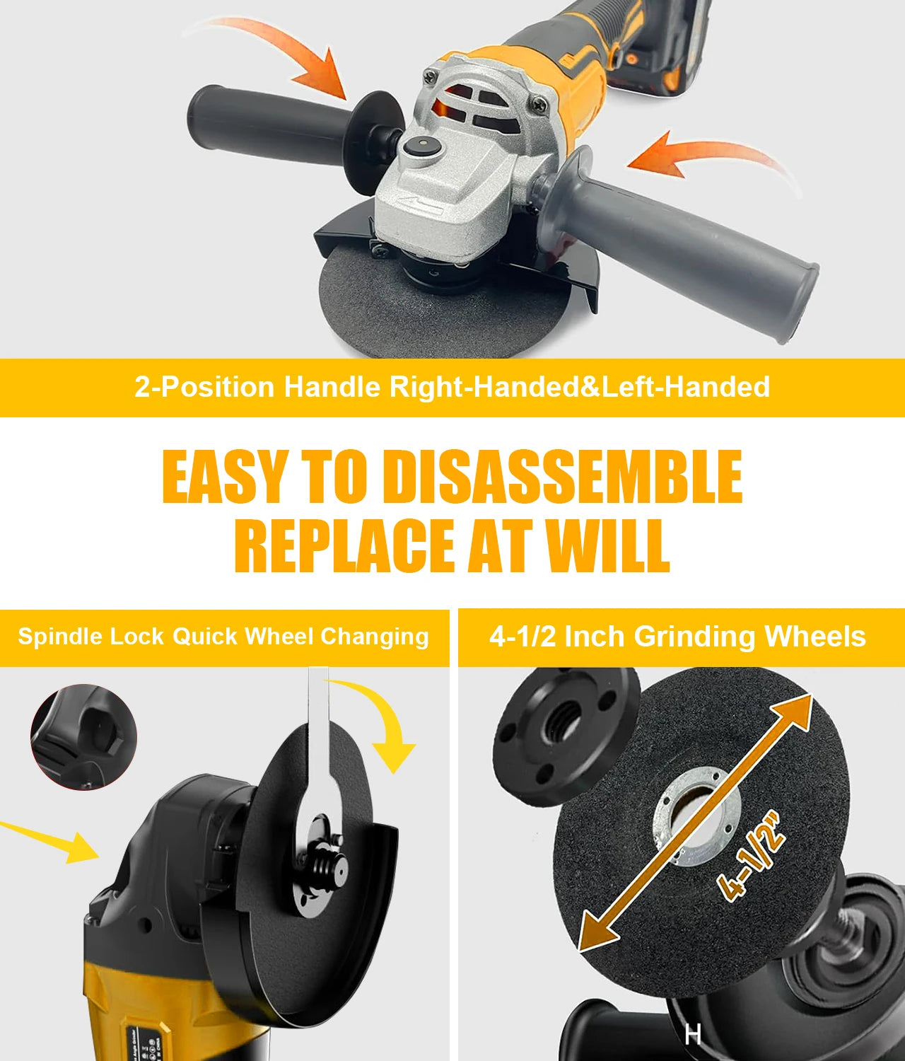 Brushless Cordless Angle Grinder ( No Battery)