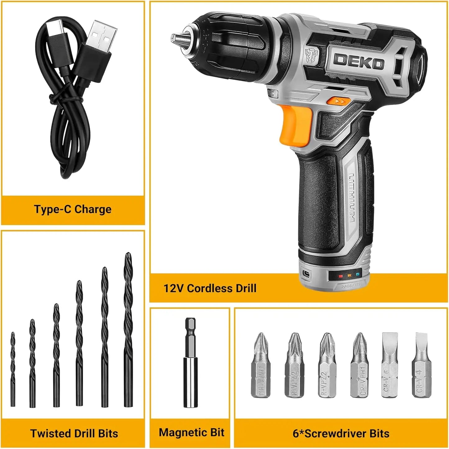 12V Battery Cordless Drill Set