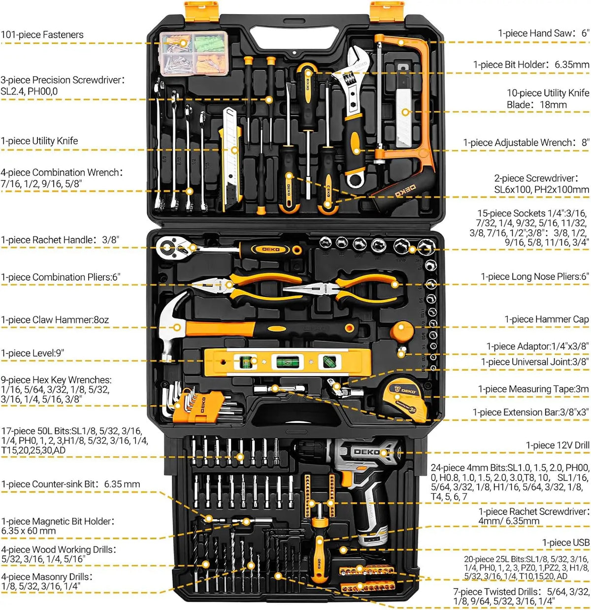 Home Mechanic Toolbox with 12V Drill