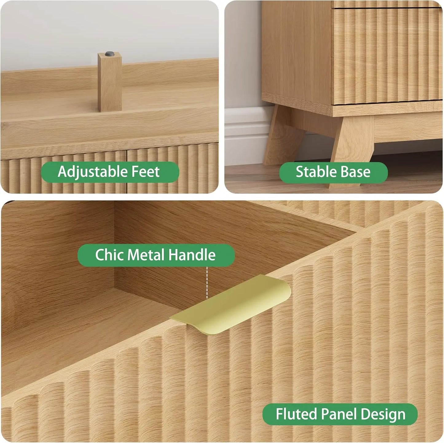 Fluted Dresser with 6 Drawers