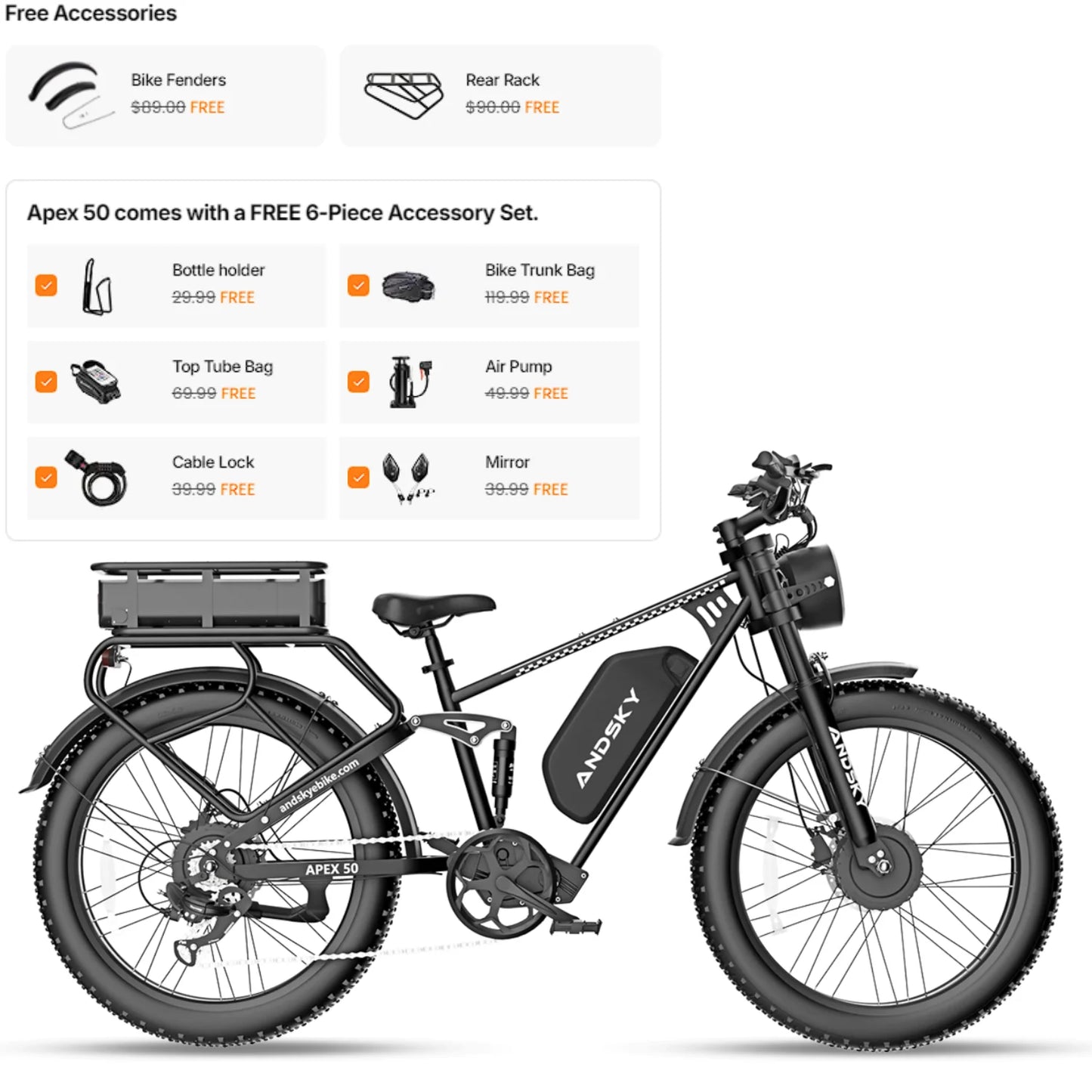 AWD Dual Motor Electric Bike 26"x4" Fat Tire