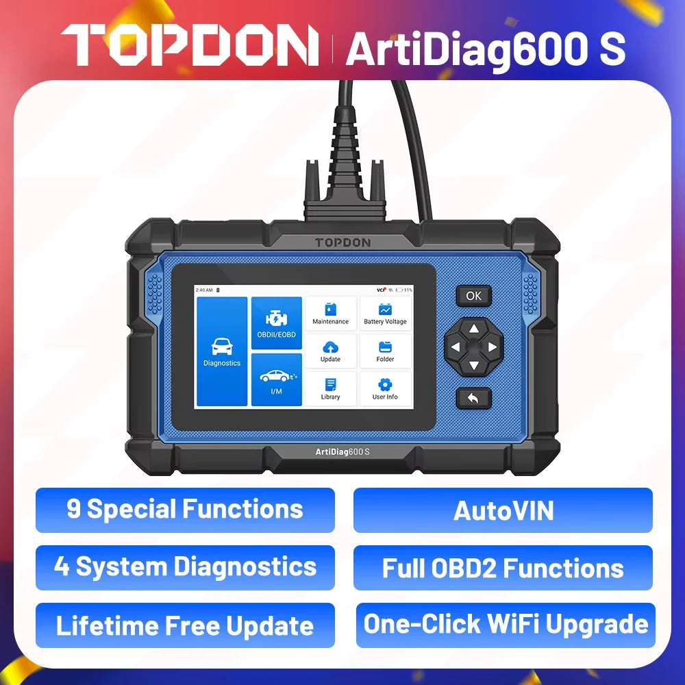 OBD2 Scanner Car Diagnostic Tool ABS SRS TPMS / Reset Functions