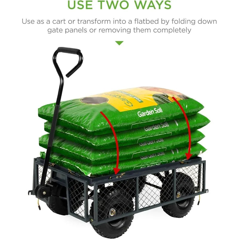 Wagon for Lawn, 400lb Capacity, Removable Sides