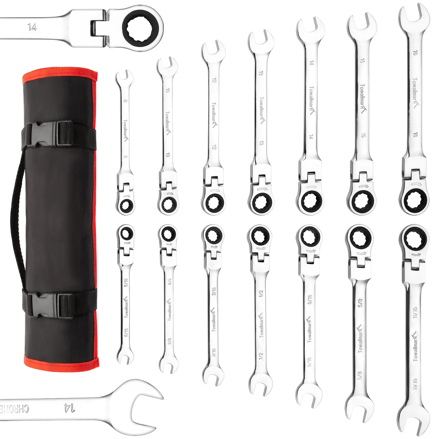 14PCS Metric and Standard Combination Ratchet Wrench Set