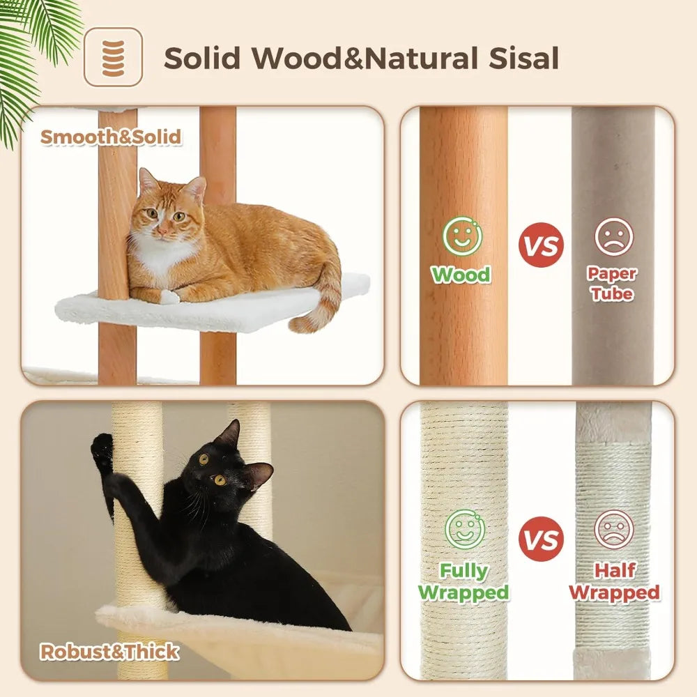 73 Inches Tall Wooden Cat Tower