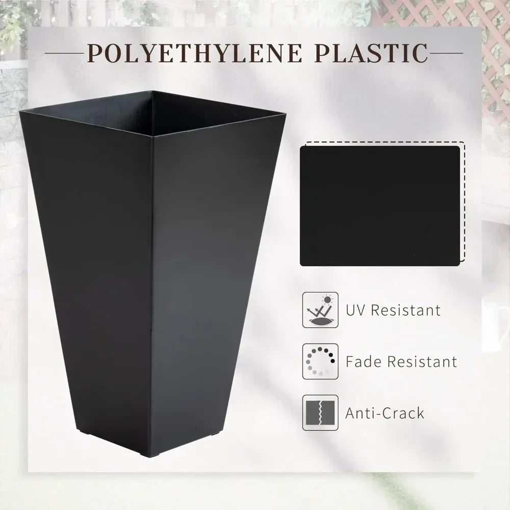 Set of 3 Tall Planters with Drainage Hole