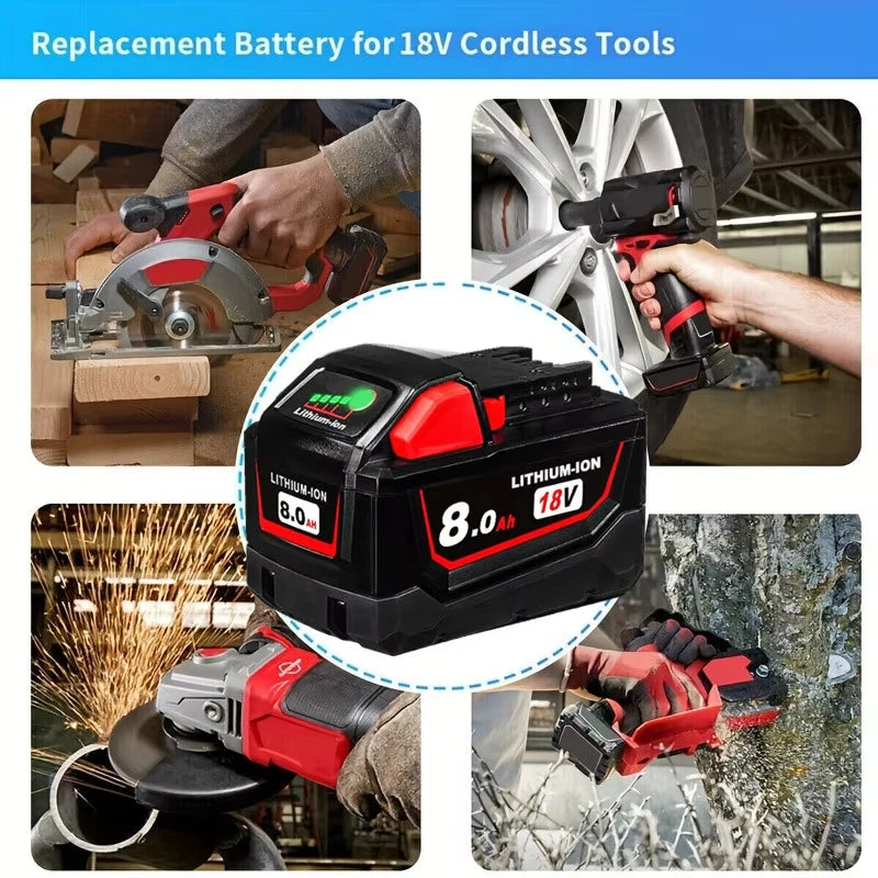 18V 8.0Ah battery replacement compatible with Milwaukee M18
