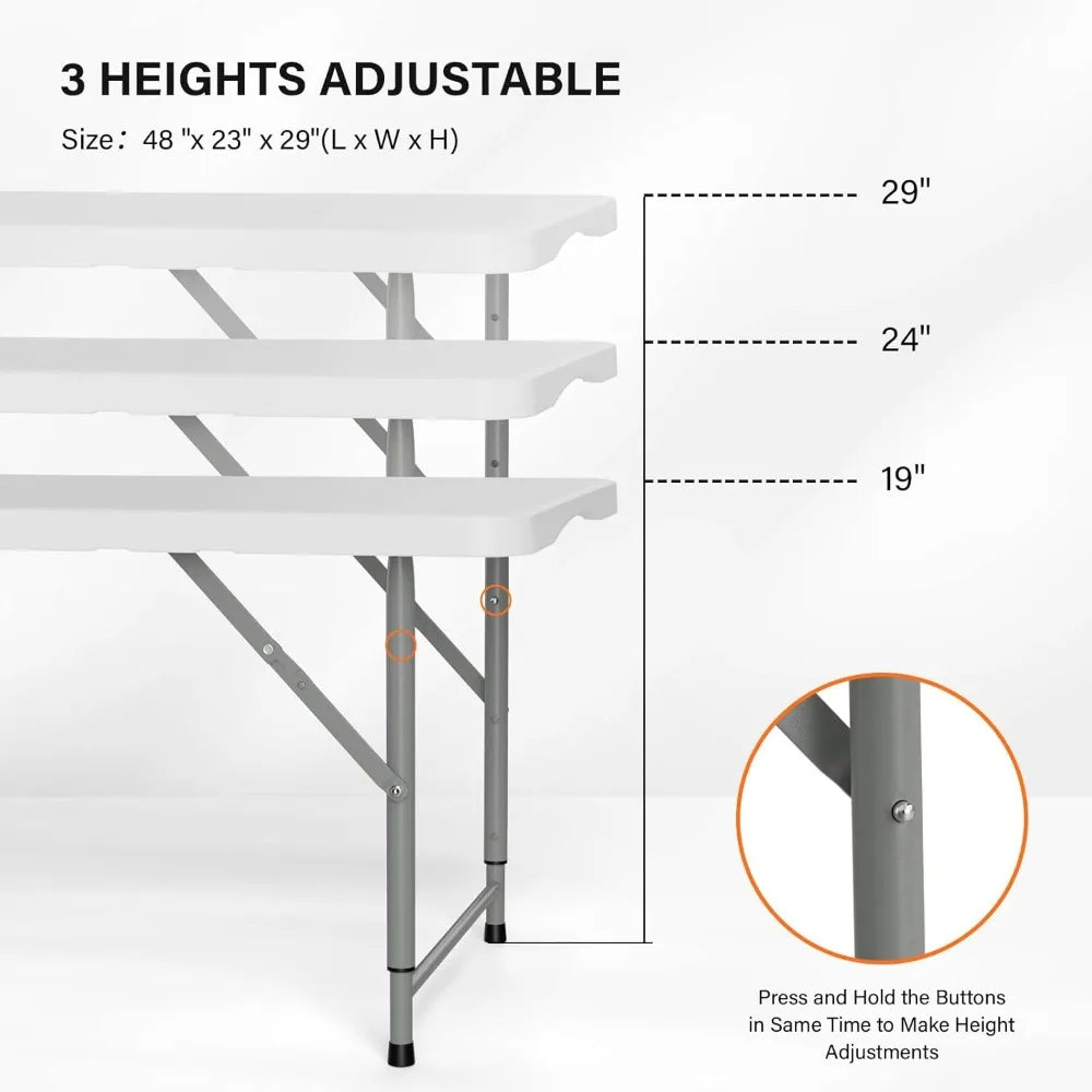 4 FT Plastic Folding Camping Table