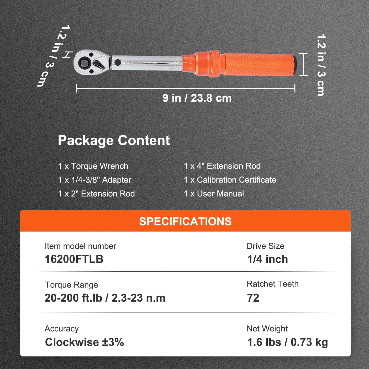 1/2" 1/4" 3/8" Mechanical Torque Wrench Set