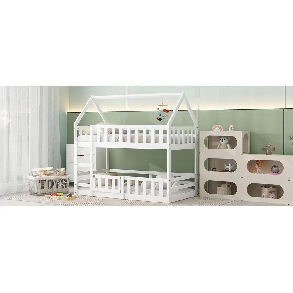 Twin Over Twin Bunk Bed with Stairs