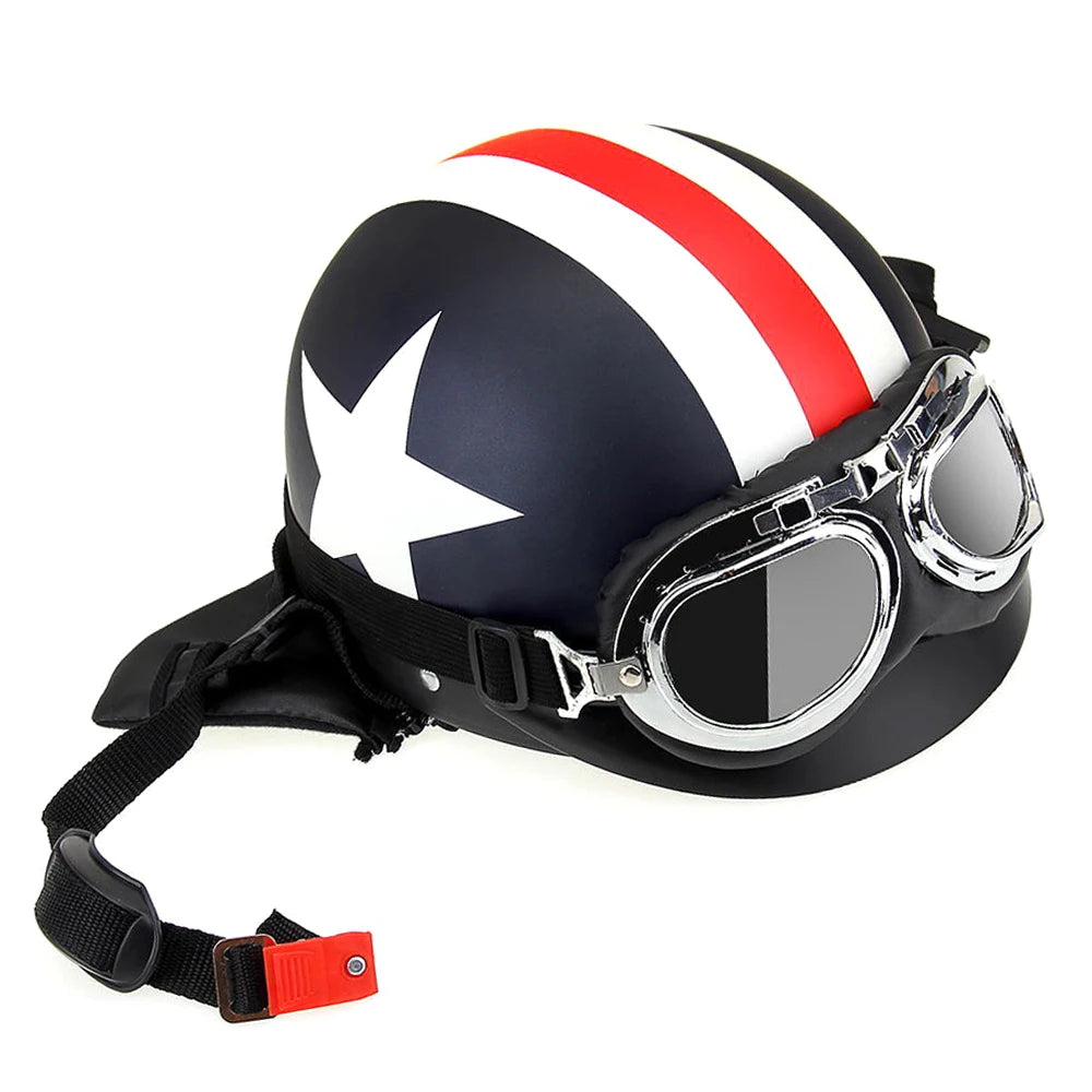 Half Open Face Helmet with Goggles