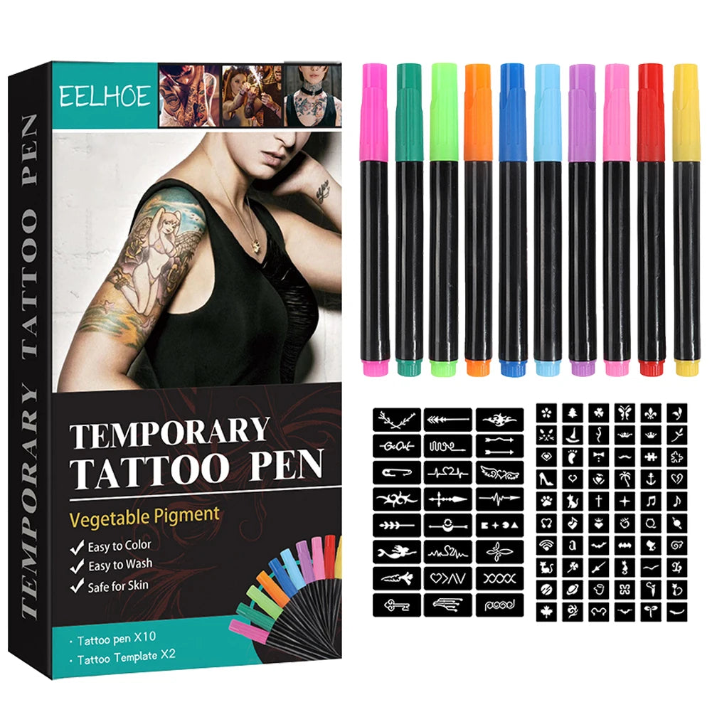 Temporary Tattoo Ink with Tattoo Stencils