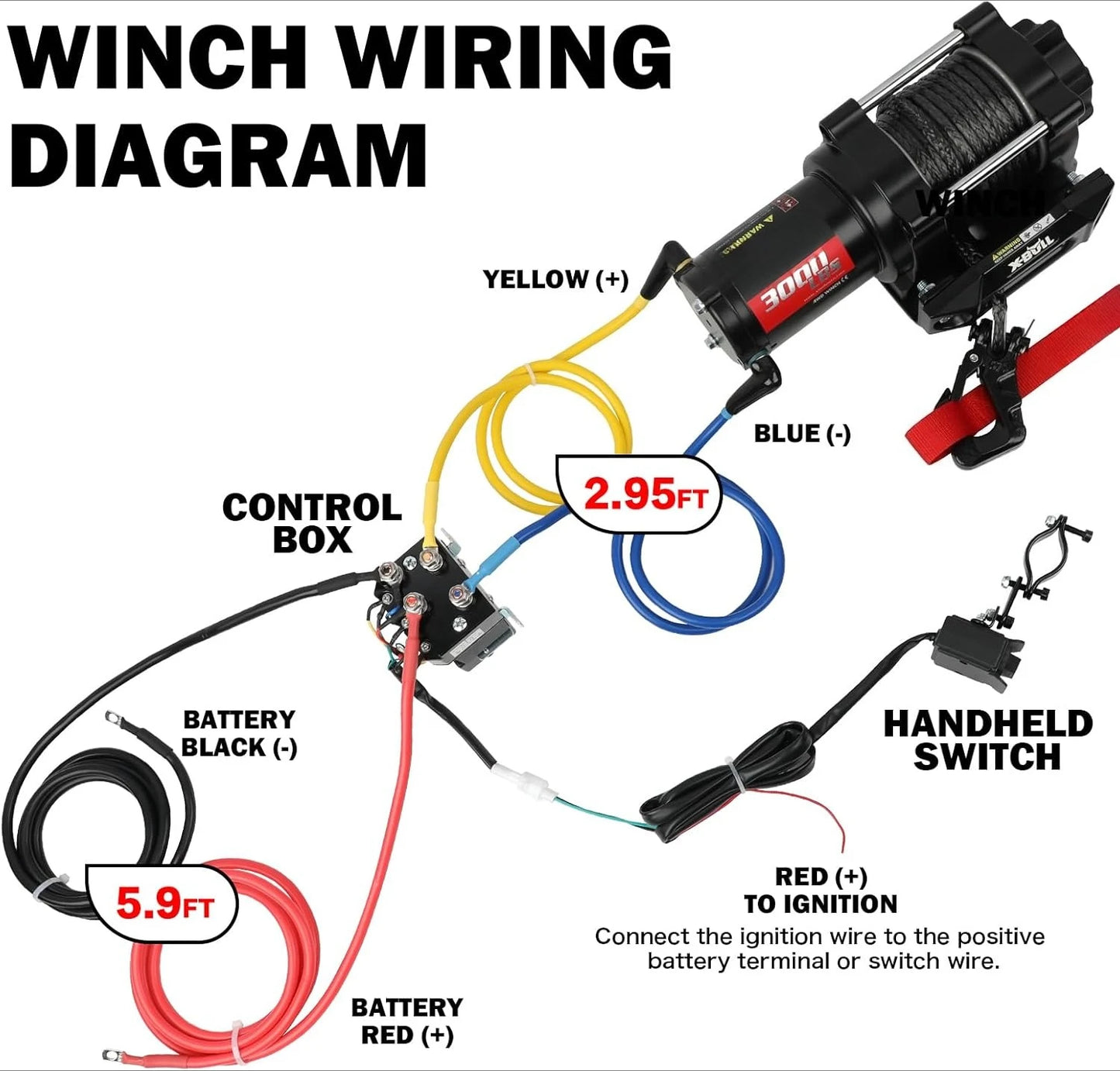 12V DC 3000LBS Electric Winch