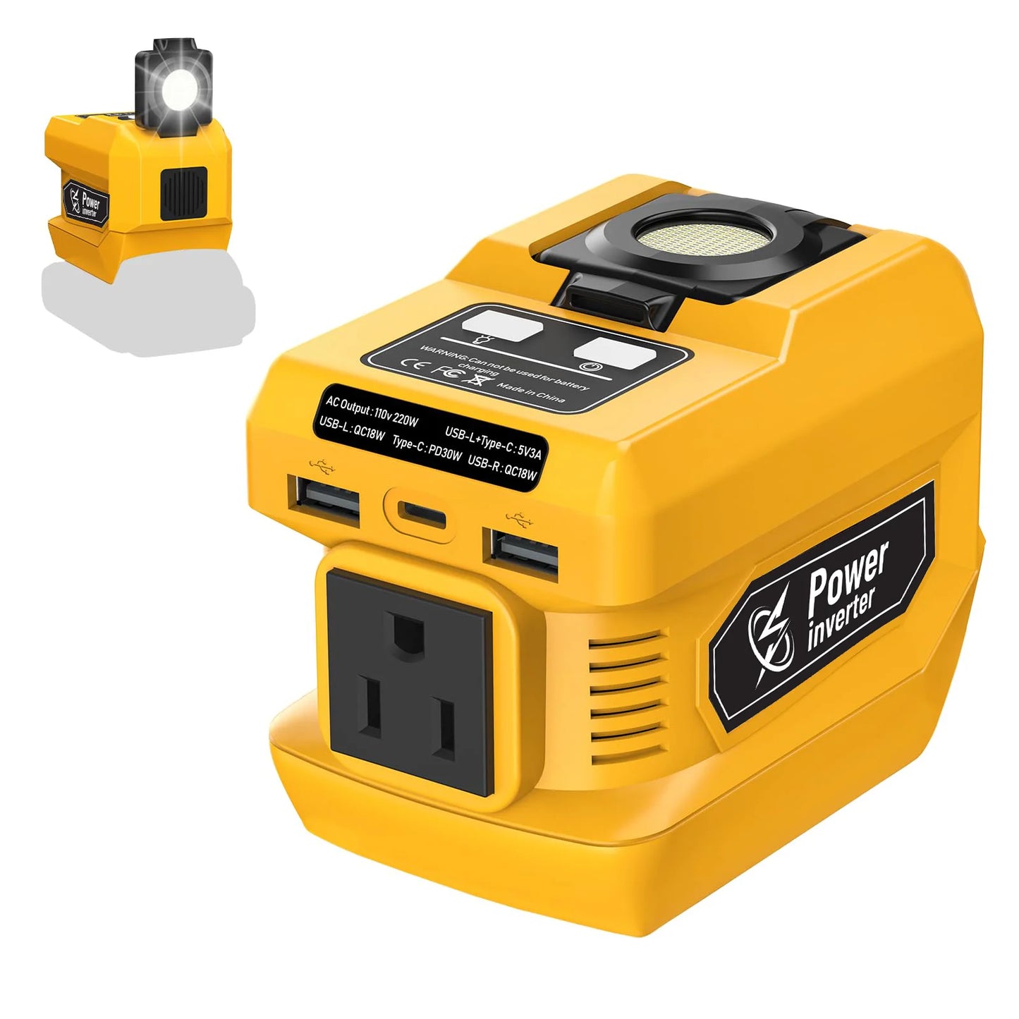 200W Portable Power Inverter Compatible with Dewalt20V Battery