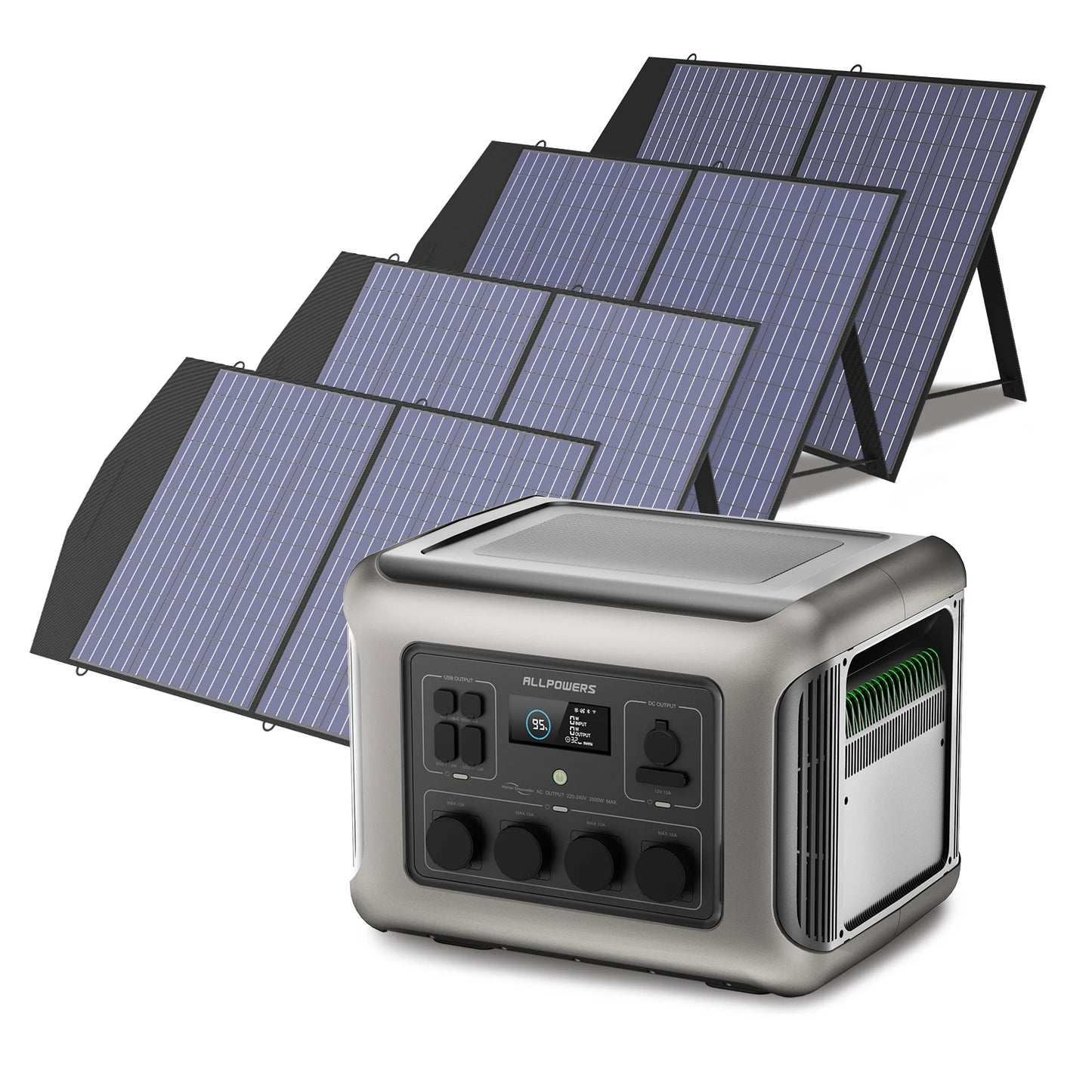 R2500 Solar Generator 2500W (4000W Peak), with Solar panel 4 AC Outlets for Home