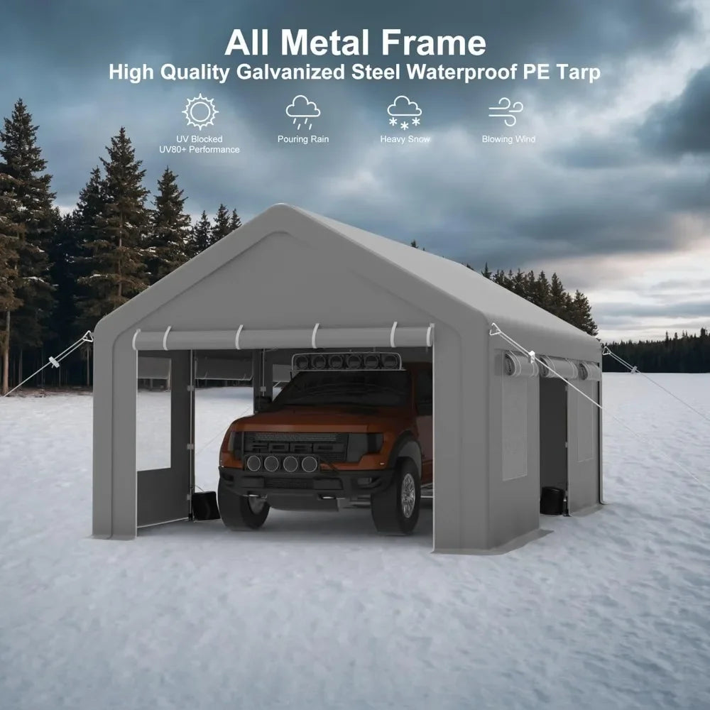 13x20ft Carport, 4 Roll-up Doors & 4 Ventilated Windows