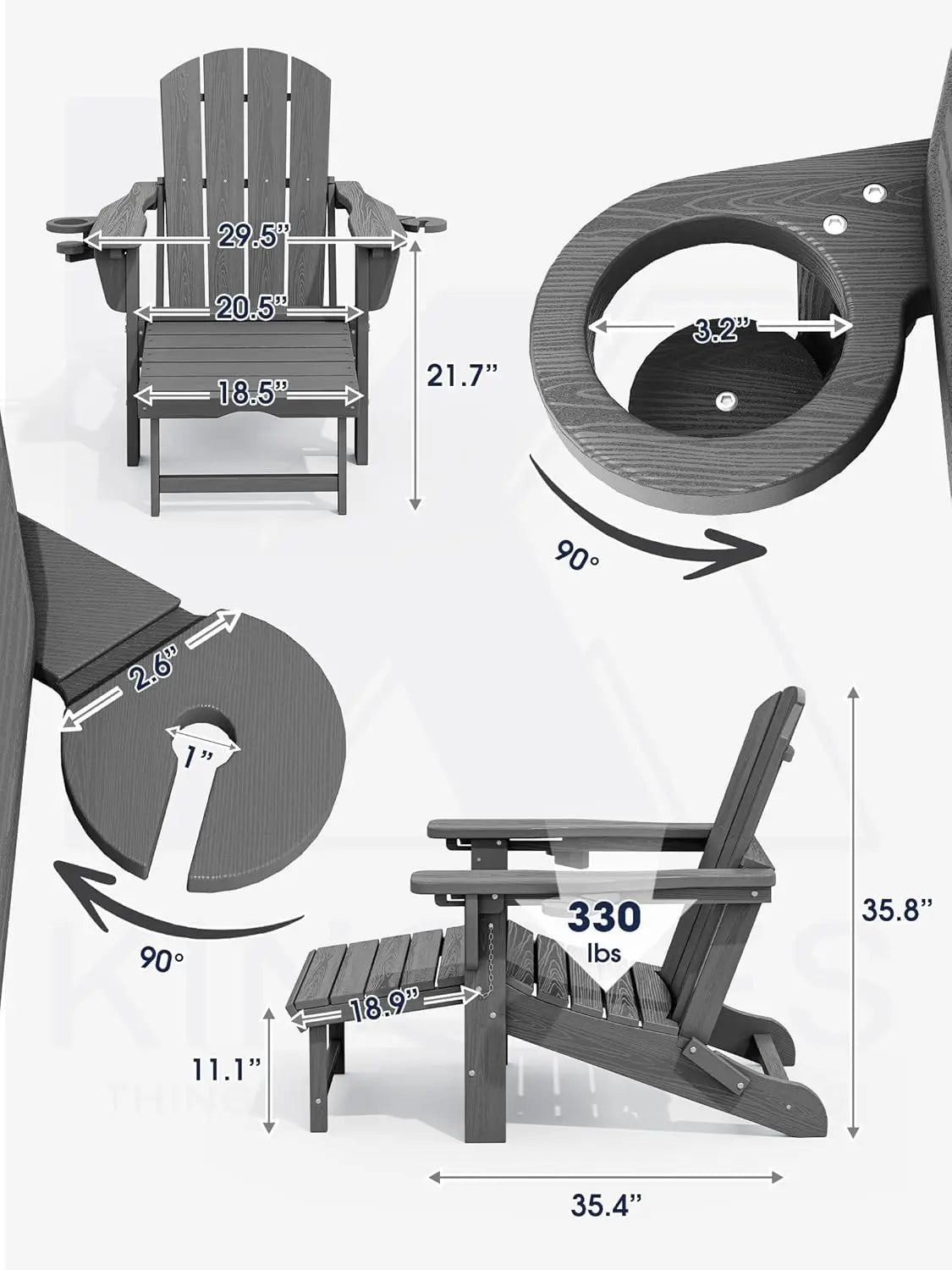 Adjustable Adirondack Chair with Retractable Ottoman