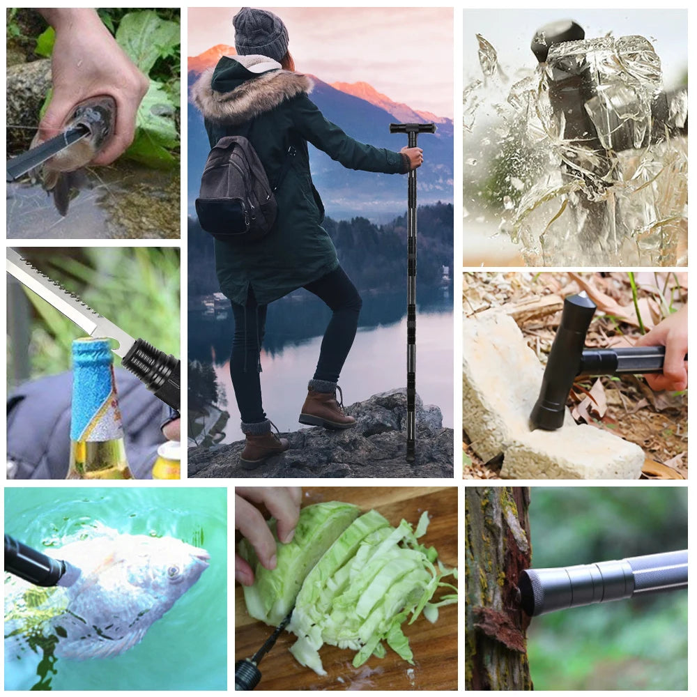 Multifunctional Trekking Pole with Camouflage Backpack