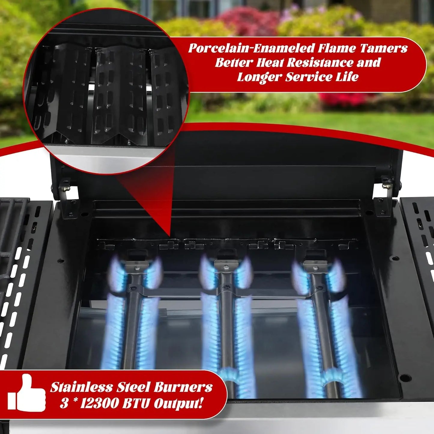 3-Burner Flat Top Propane Gas Grill