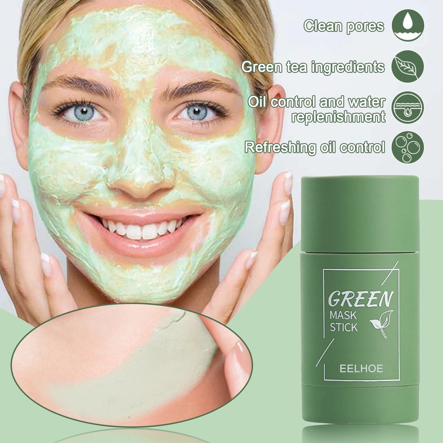 3-4PCS Green Tea Solid Face Mask Stick