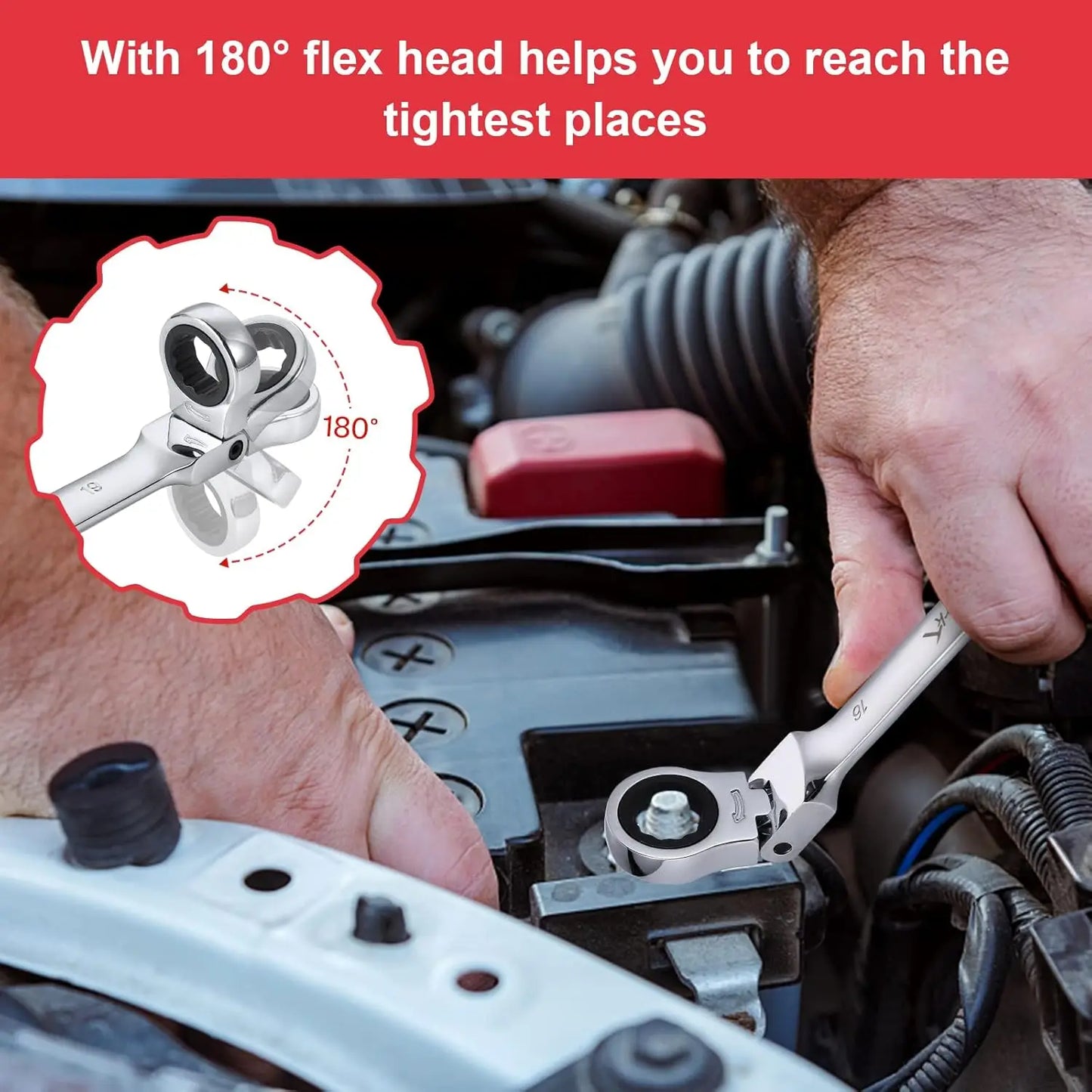 12-Piece Flex-Head Ratcheting Combination Set, Metric