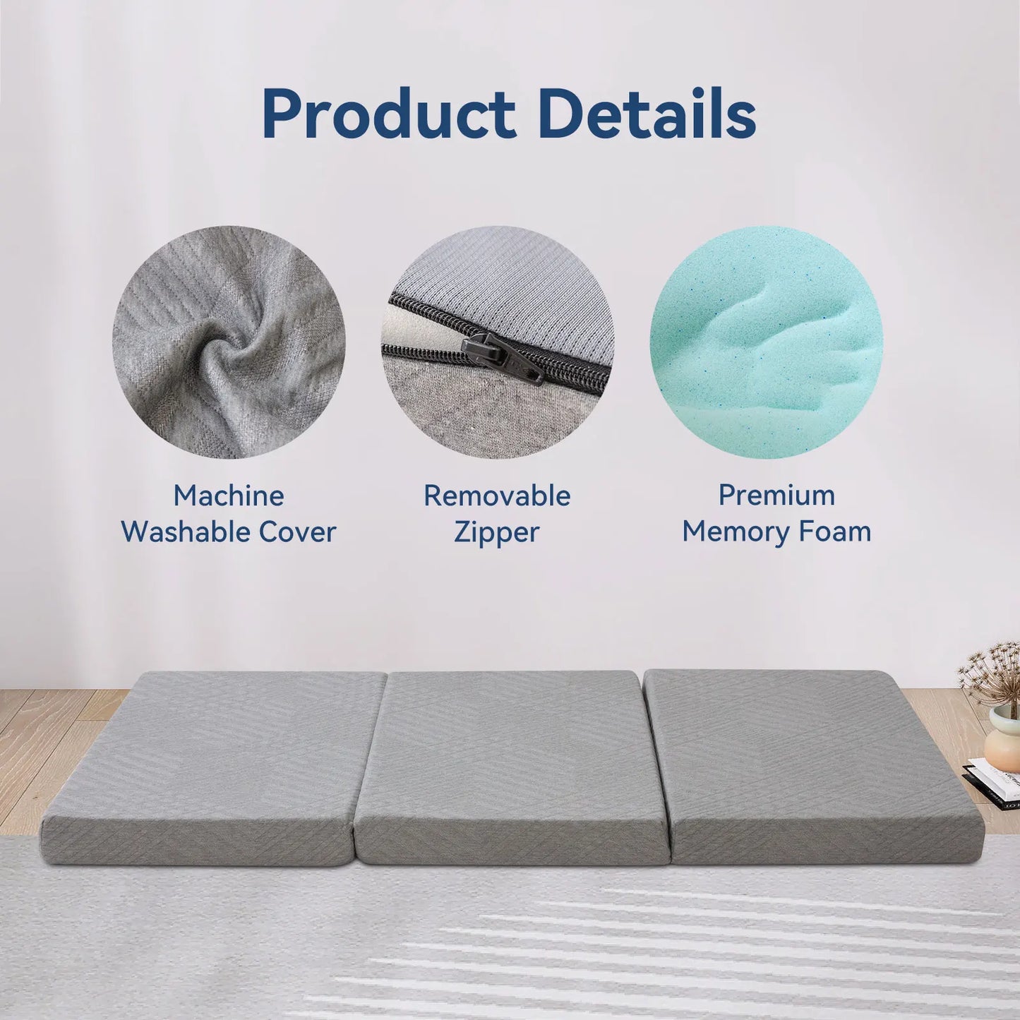 4 Inch Foldable Memory Foam Mattress with Bag