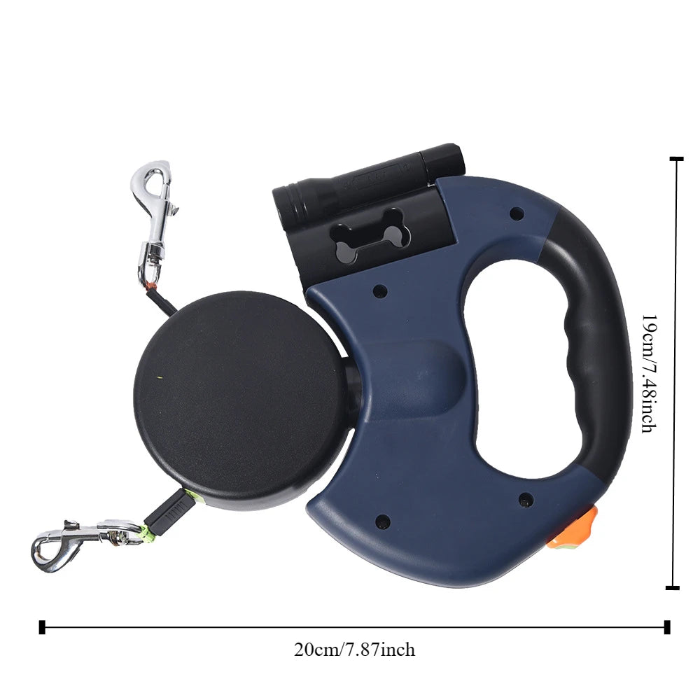 Automatic retractable leash with flashlight