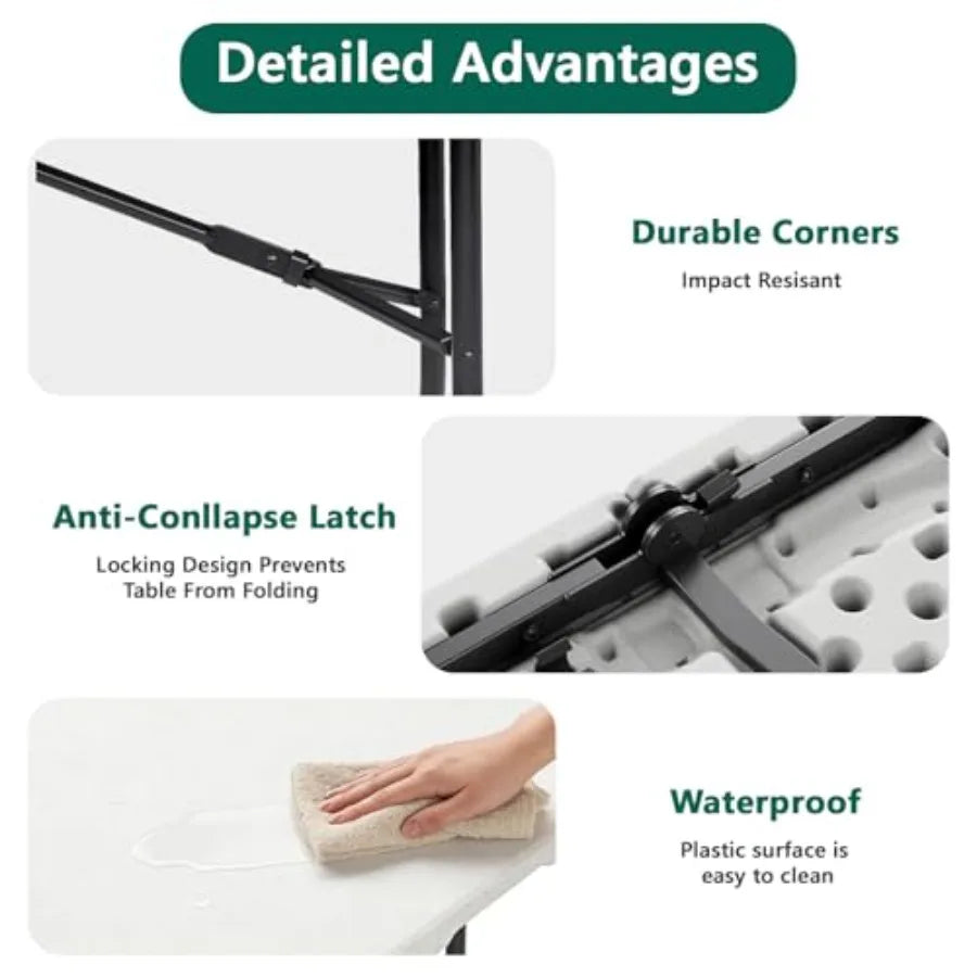 2 Pack Folding Table 6ft