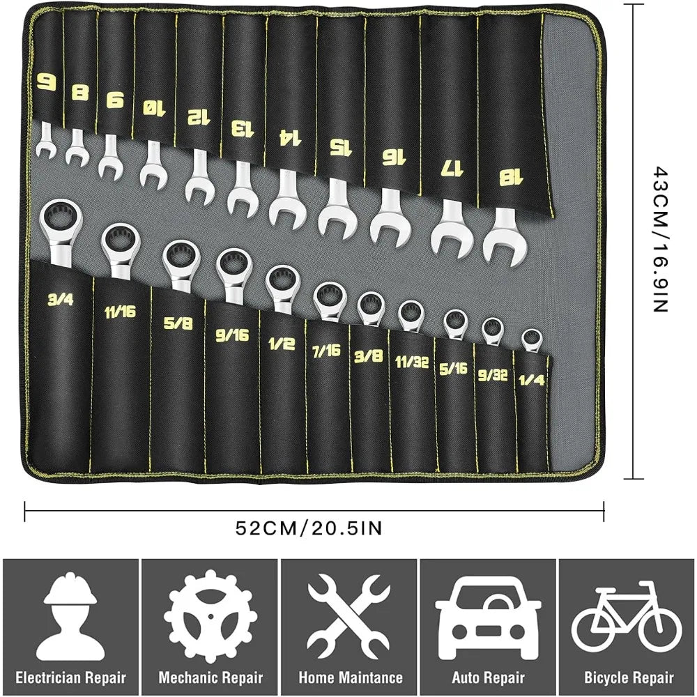 Ratchet Wrenches Set, SAE & Metric,