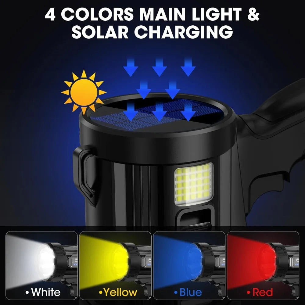 2000000 Lumens Rechargeable Spotlight w/ Solar Panel