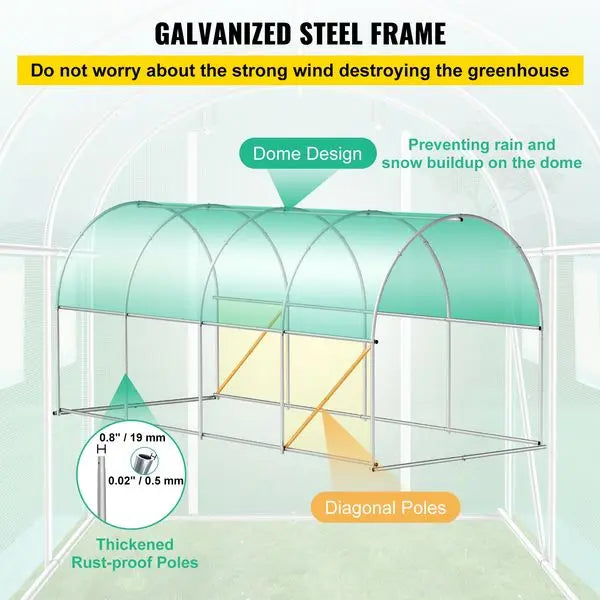 Walk-in Tunnel Greenhouse, 14.8 x 6.6 x 6.6 ft