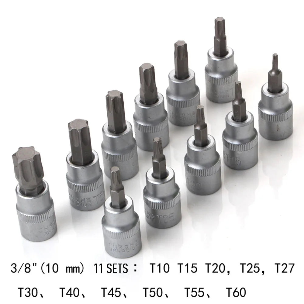 34PCS Torx Bit Socket Set 1/2” 1/4“ 3/8” Drive Male/Female