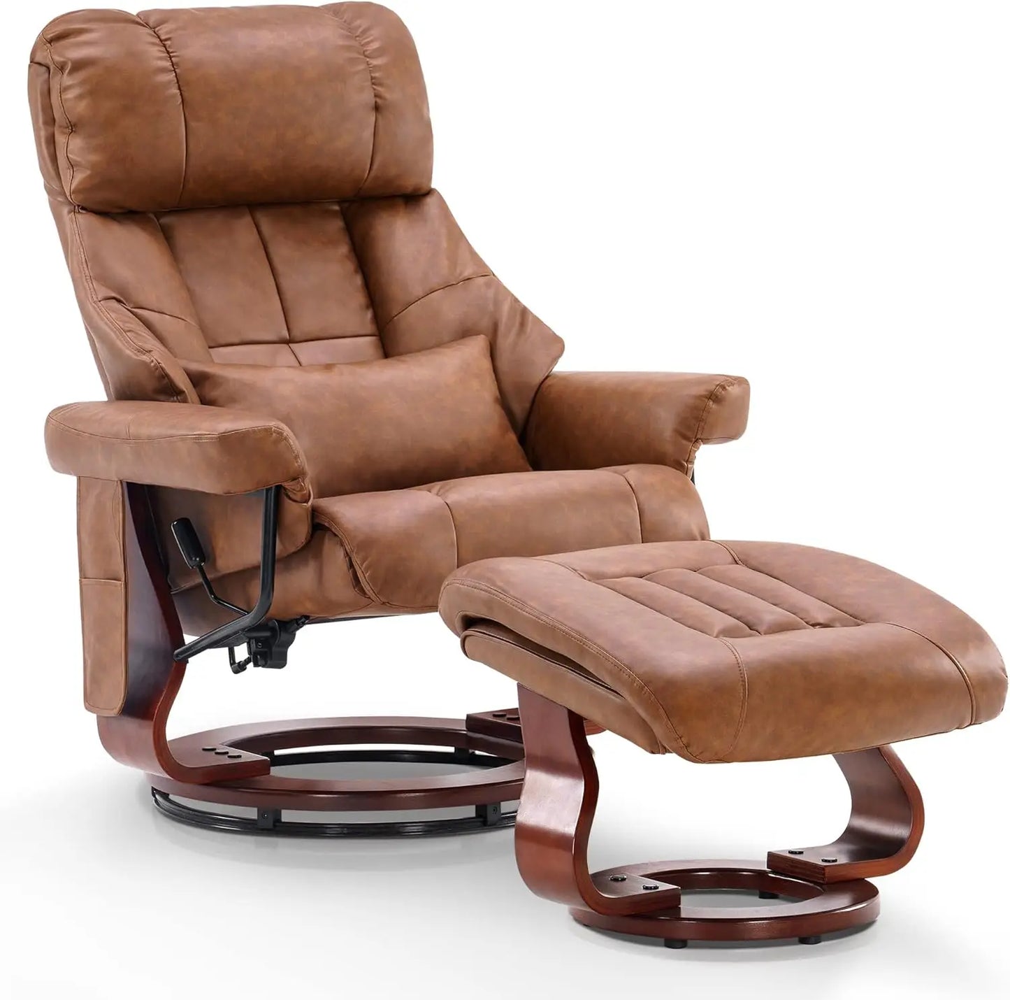 Swivel Recliner Chair with Ottoman and Vibration Massage