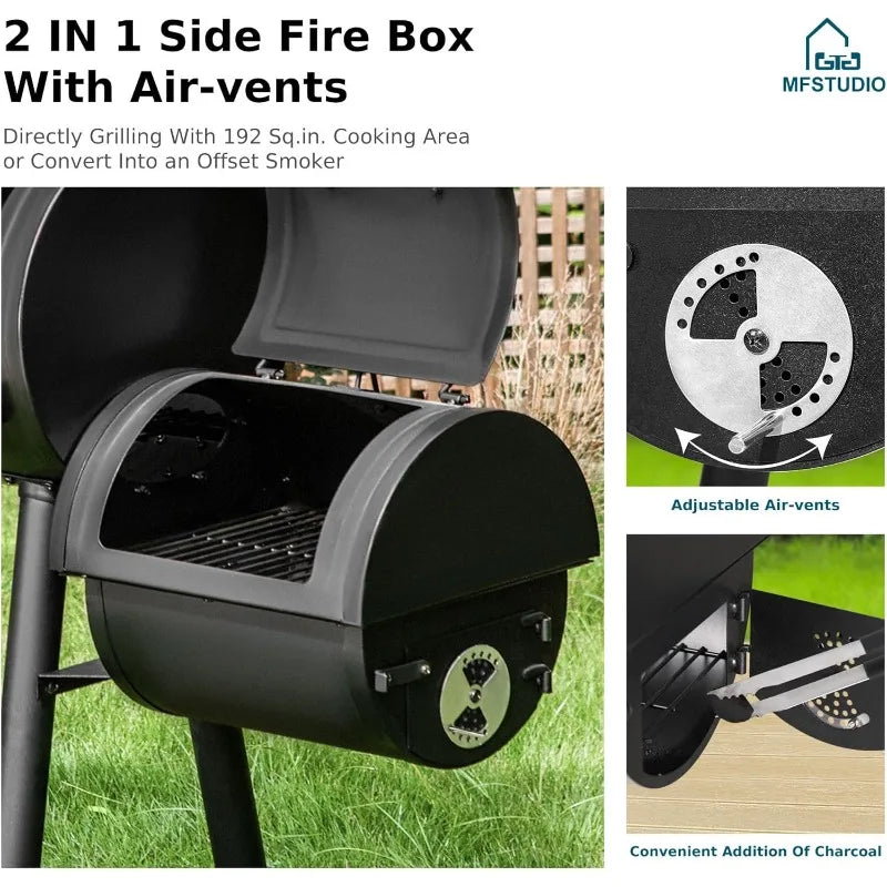 Charcoal Wood Offset Outdoor Smoker Grill