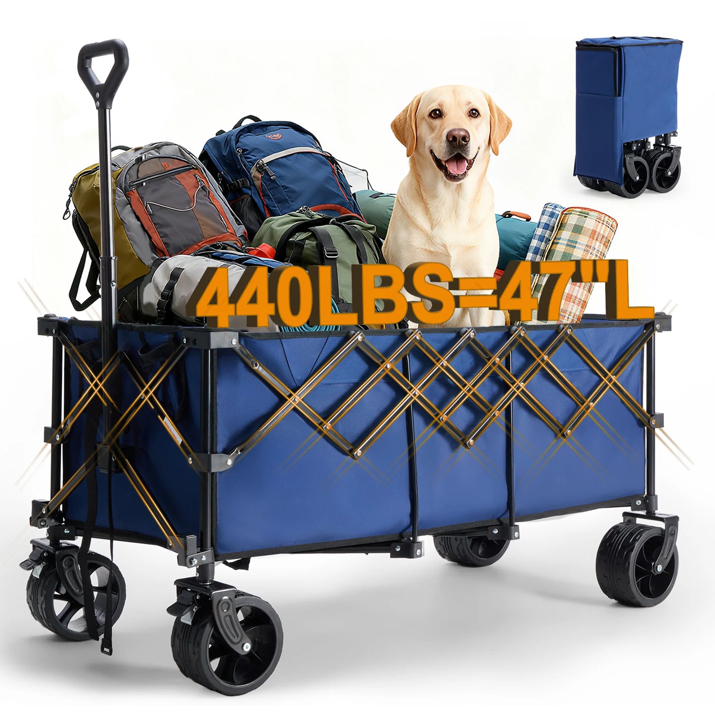 Portable Extended Collapsible Wagon Cart 440lbs Foldable