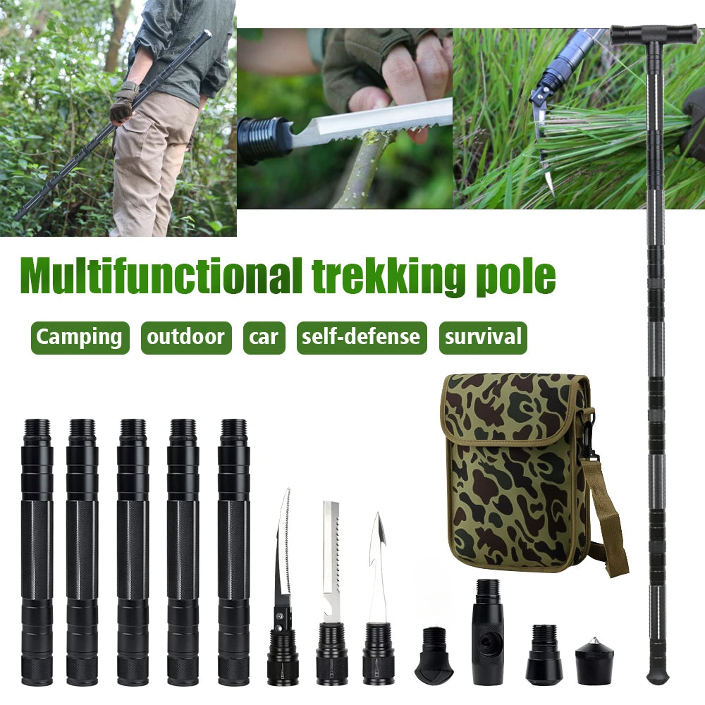 Multifunctional Trekking Pole with Camouflage Backpack