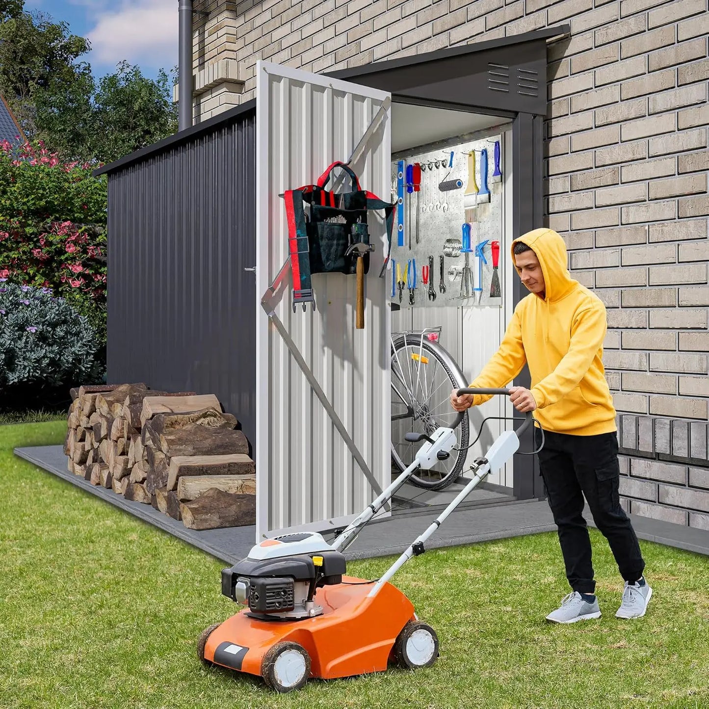 4x8 FT Metal Storage Shed Lean to