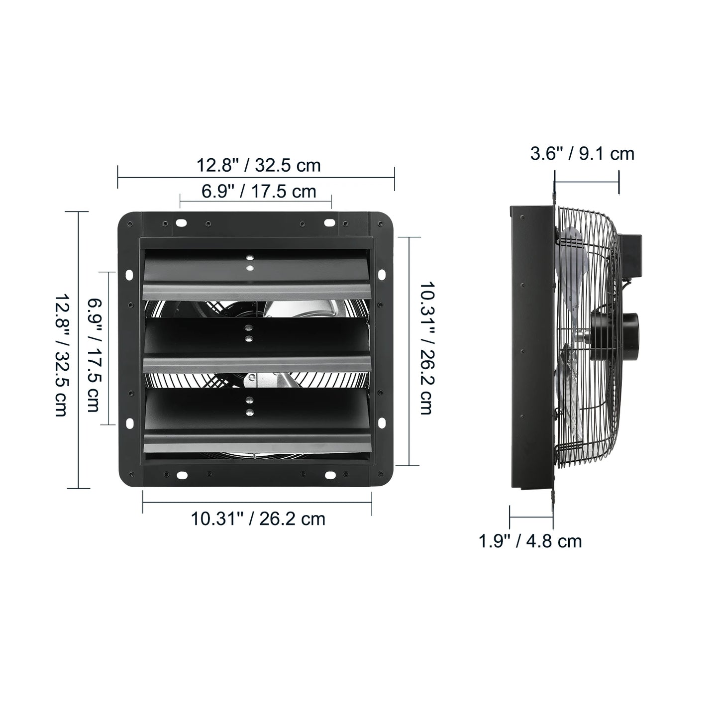 Wall Mount Attic Shutter Exhaust Fan AC
