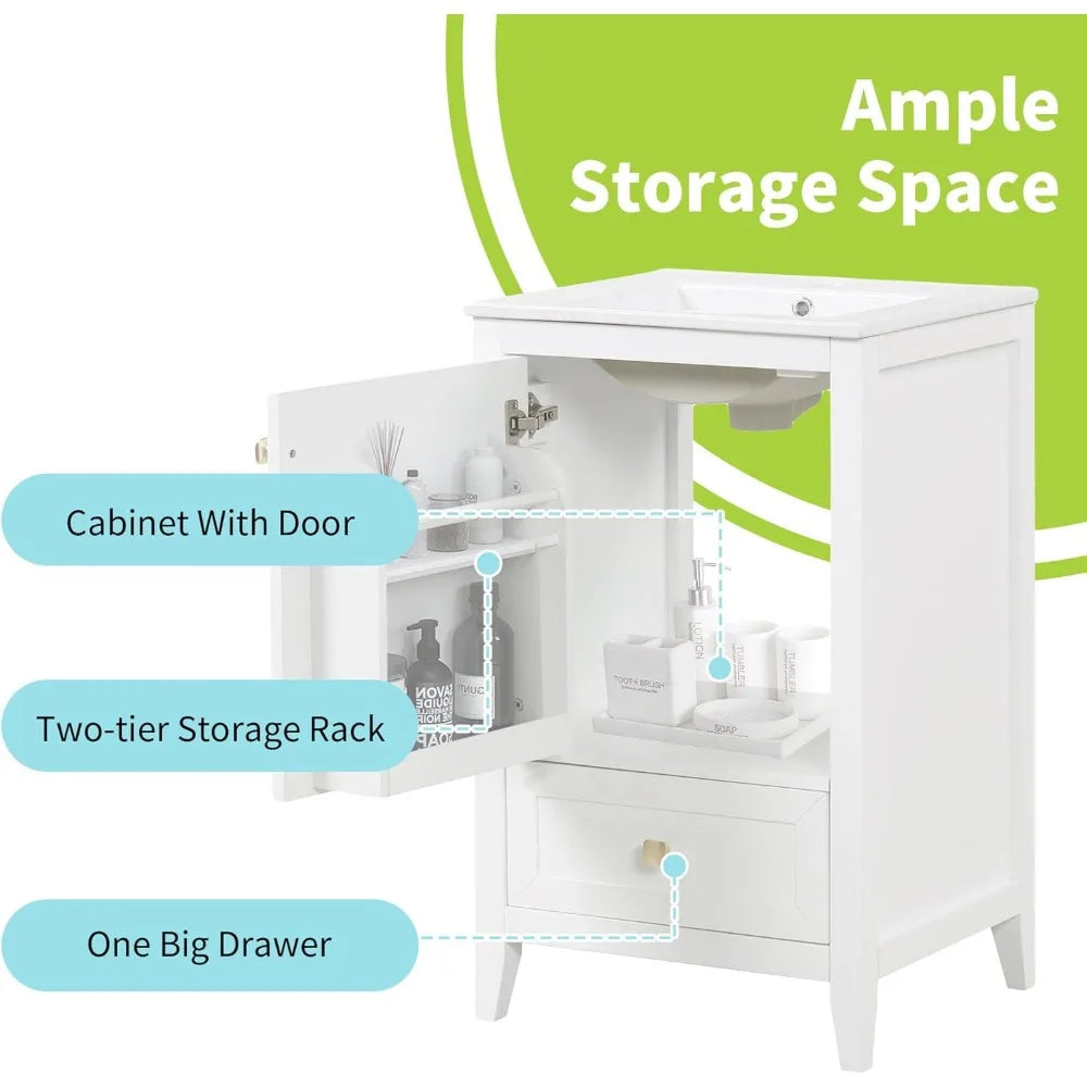 Small Bathroom Vanity with Single Sink - 20"