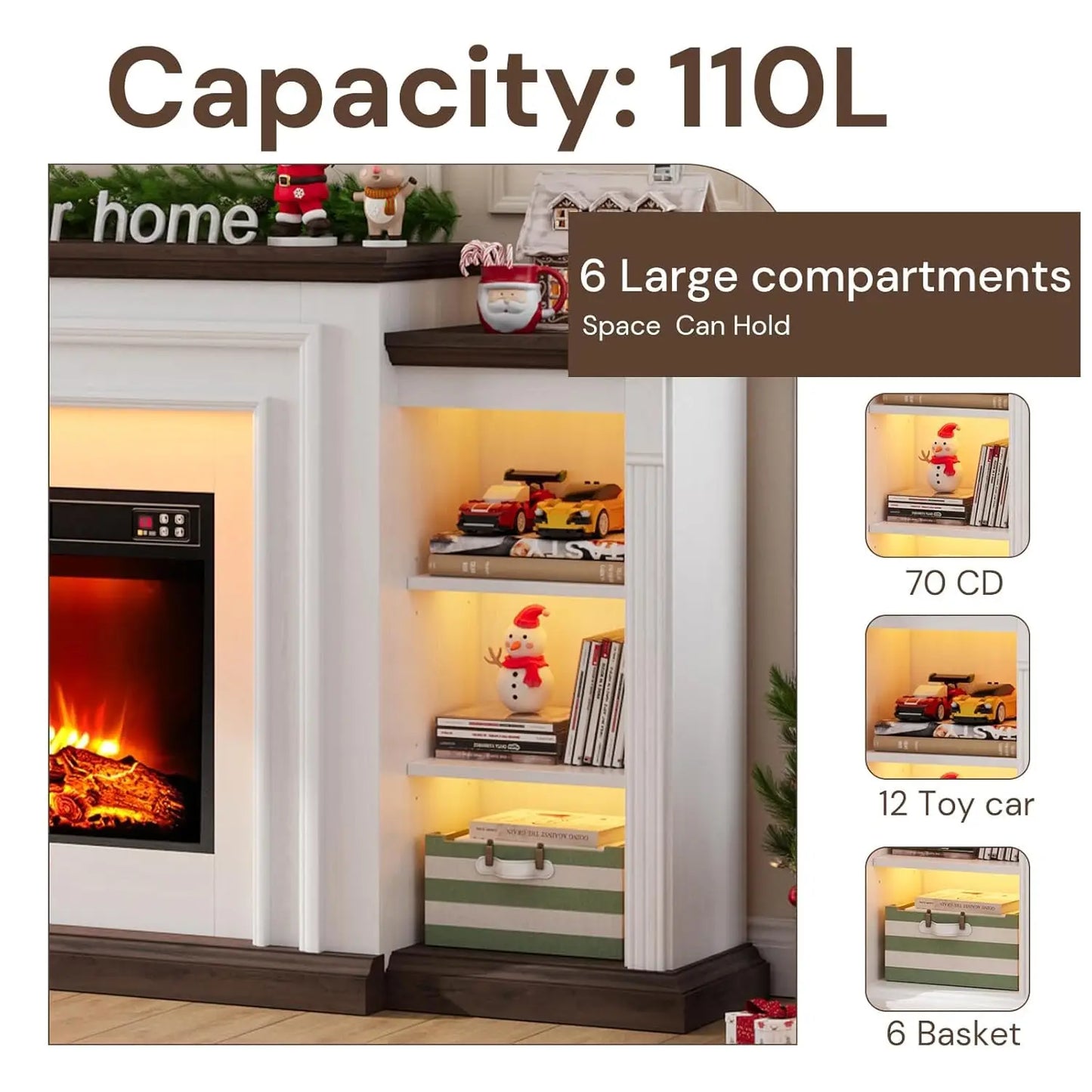 80" Modern Electric Fireplace TV Stand