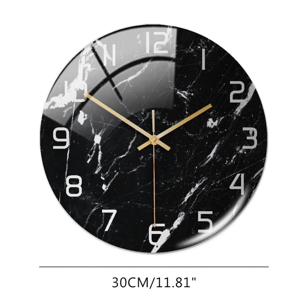 Luxury 3D Acrylic Black Gold Marble Pattern Wall Clock