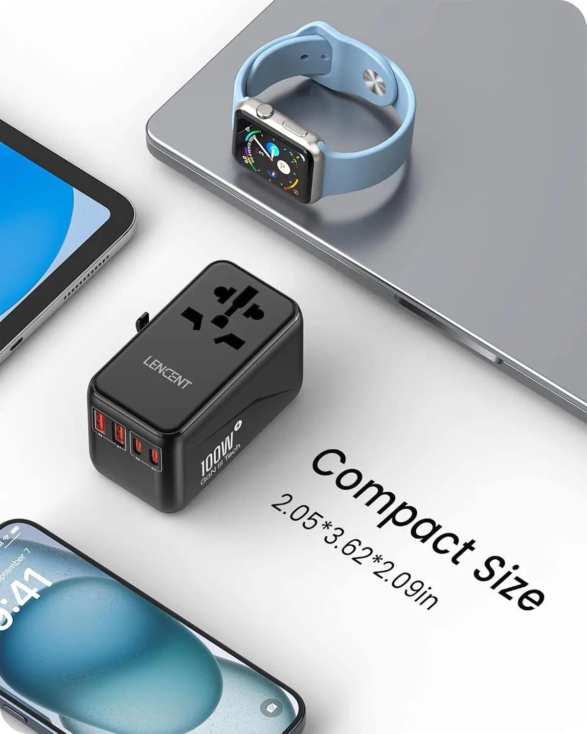 Universal Travel Adapter with 100W GaN3 Fast Charging