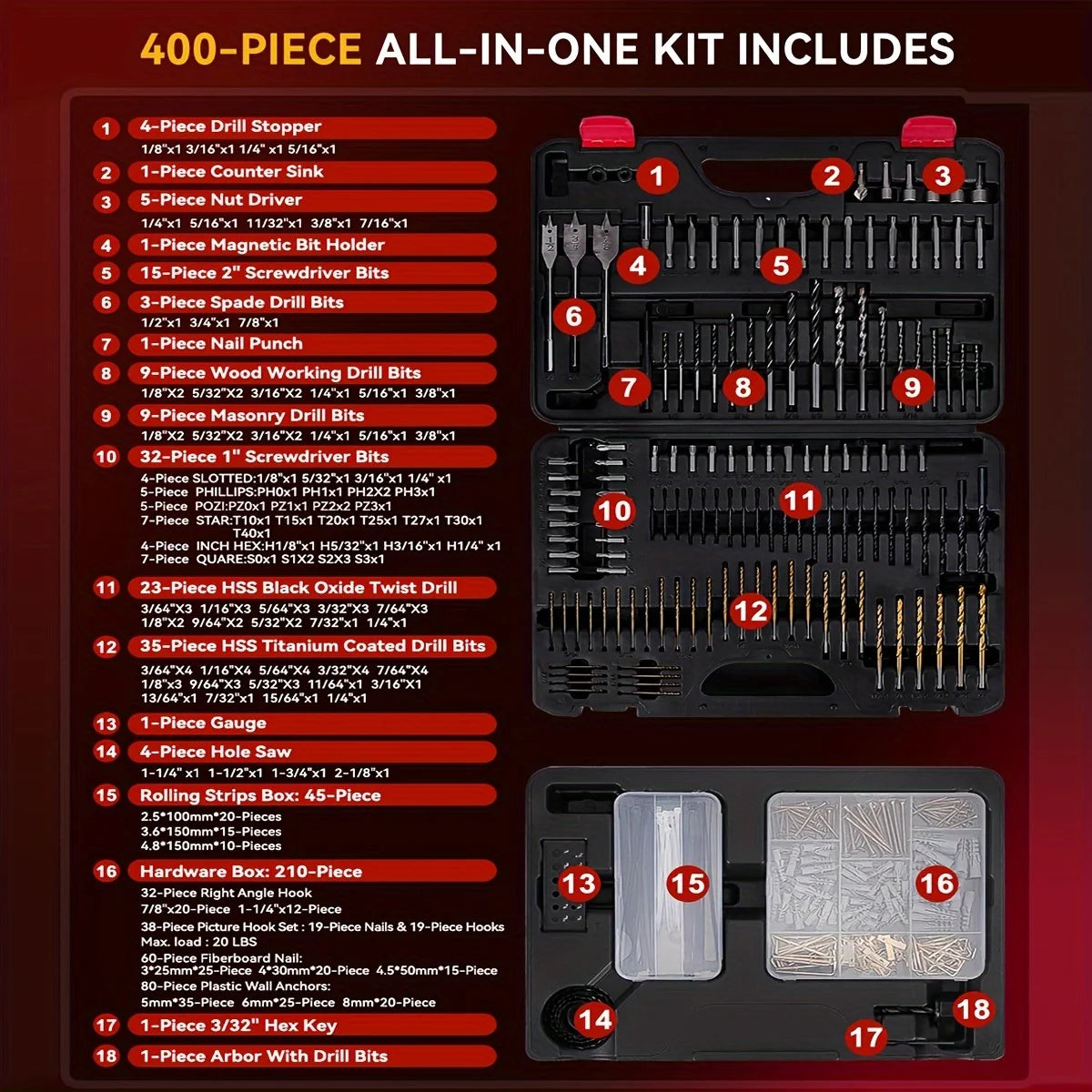 400 Pcs Drill Bit Set