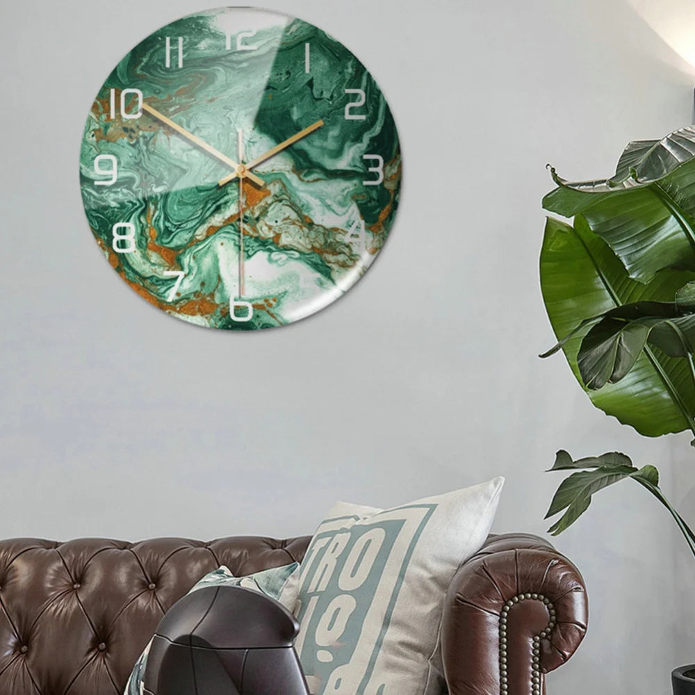Luxury 3D Acrylic Black Gold Marble Pattern Wall Clock