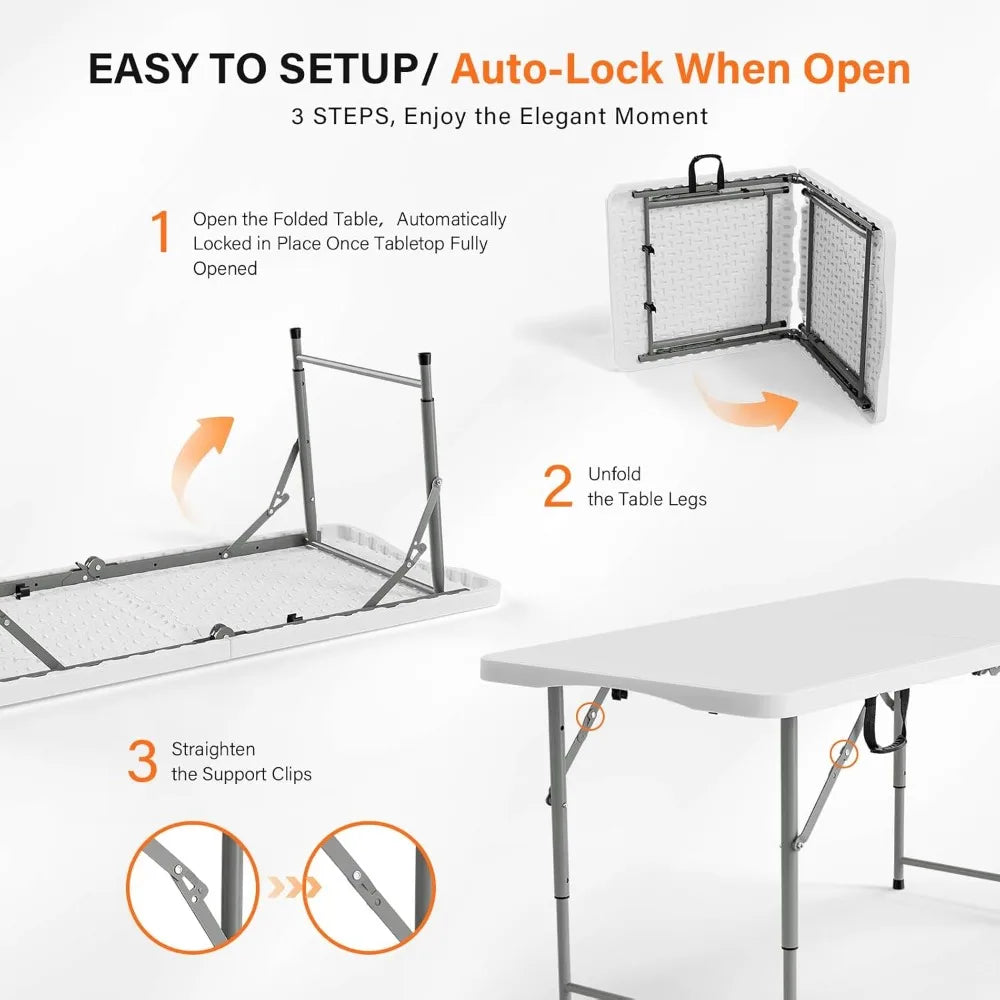 4 FT Plastic Folding Camping Table