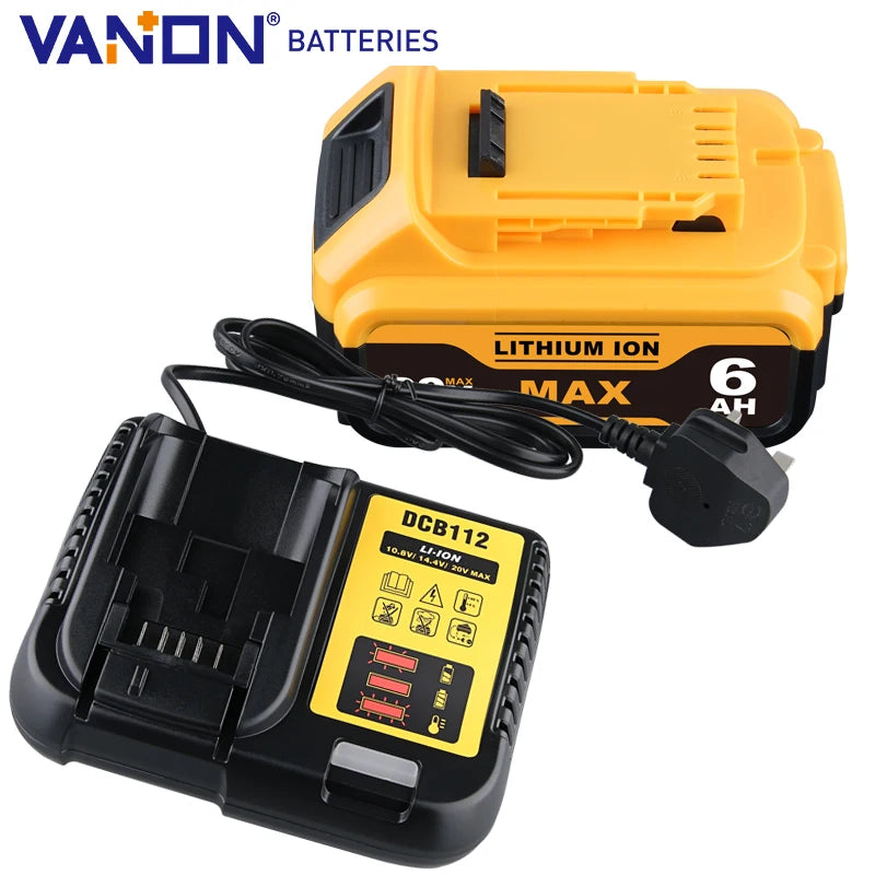 20V MAX Battery and Charger replacement for DeWalt Battery