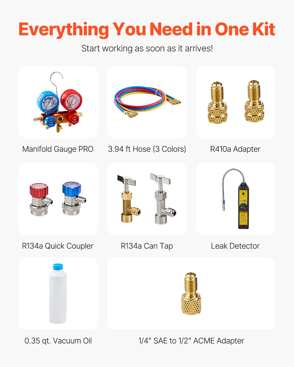 4.5 CFM AC Vacuum Pump and Gauge Set
